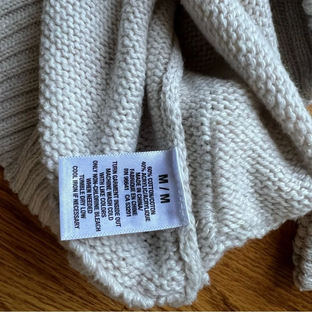 Aeropostale Sweater Mens Medium Beige Pullover 1/4 Button Mock Neck Long Sleeve - Picture 7 of 7